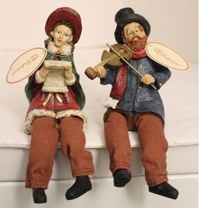 Tii Collections Christmas Carolers Shelf Sitters Figurine w Dangle Legs Set Of2